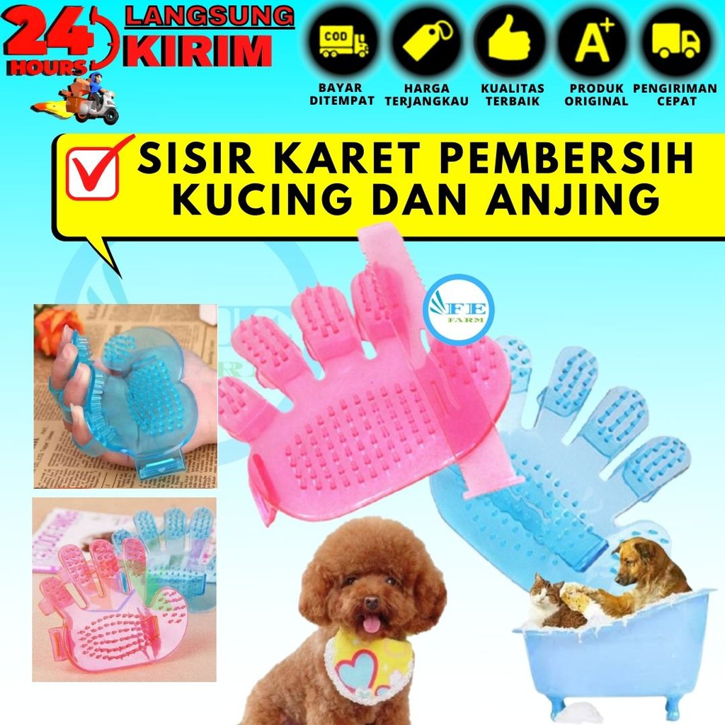 Sisir Tapak Karet Grooming Pembersih Bulu Kucing FEFARM