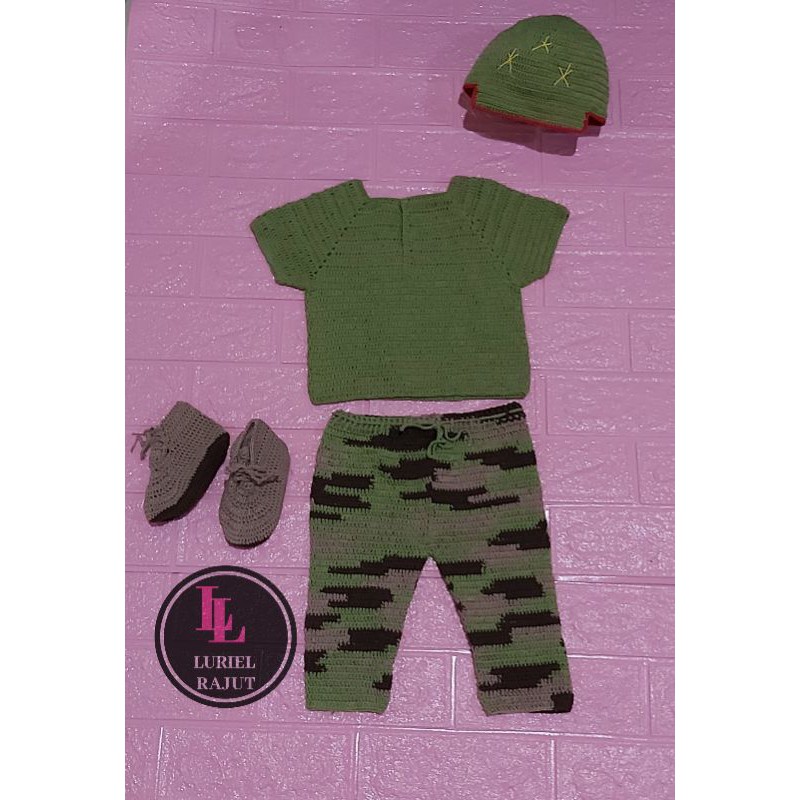 BAJU TNI /baju rajut bayi / baju bayi 0-12 bulan