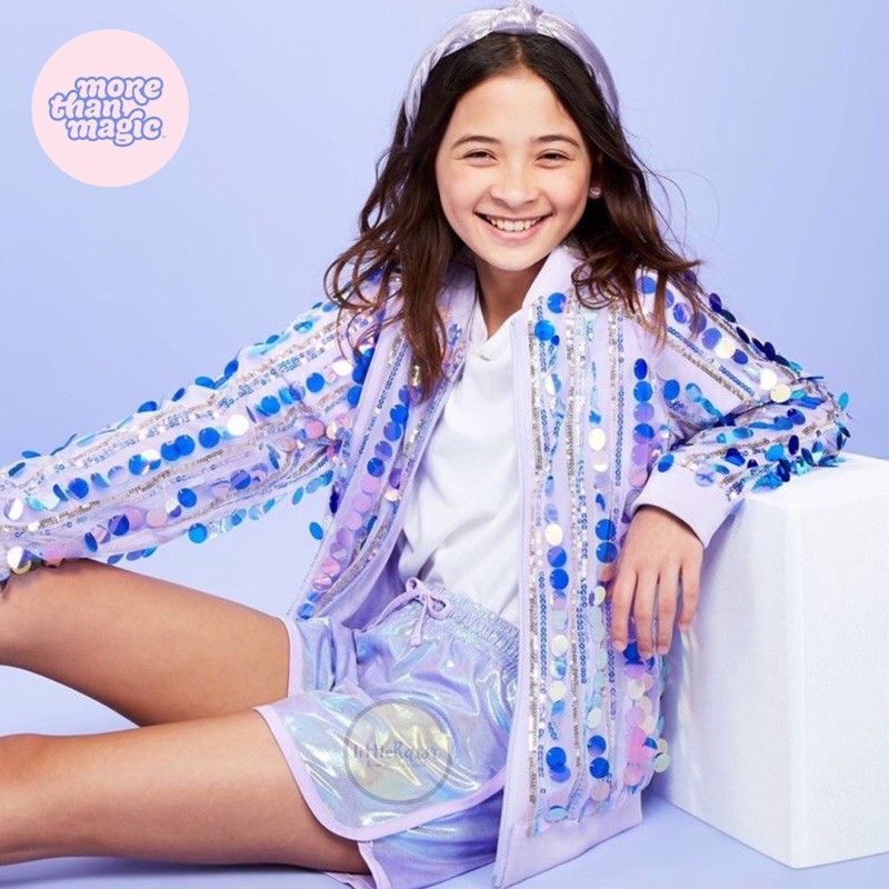 Jaket anak perempuan (MTM) - purple sequin bomber