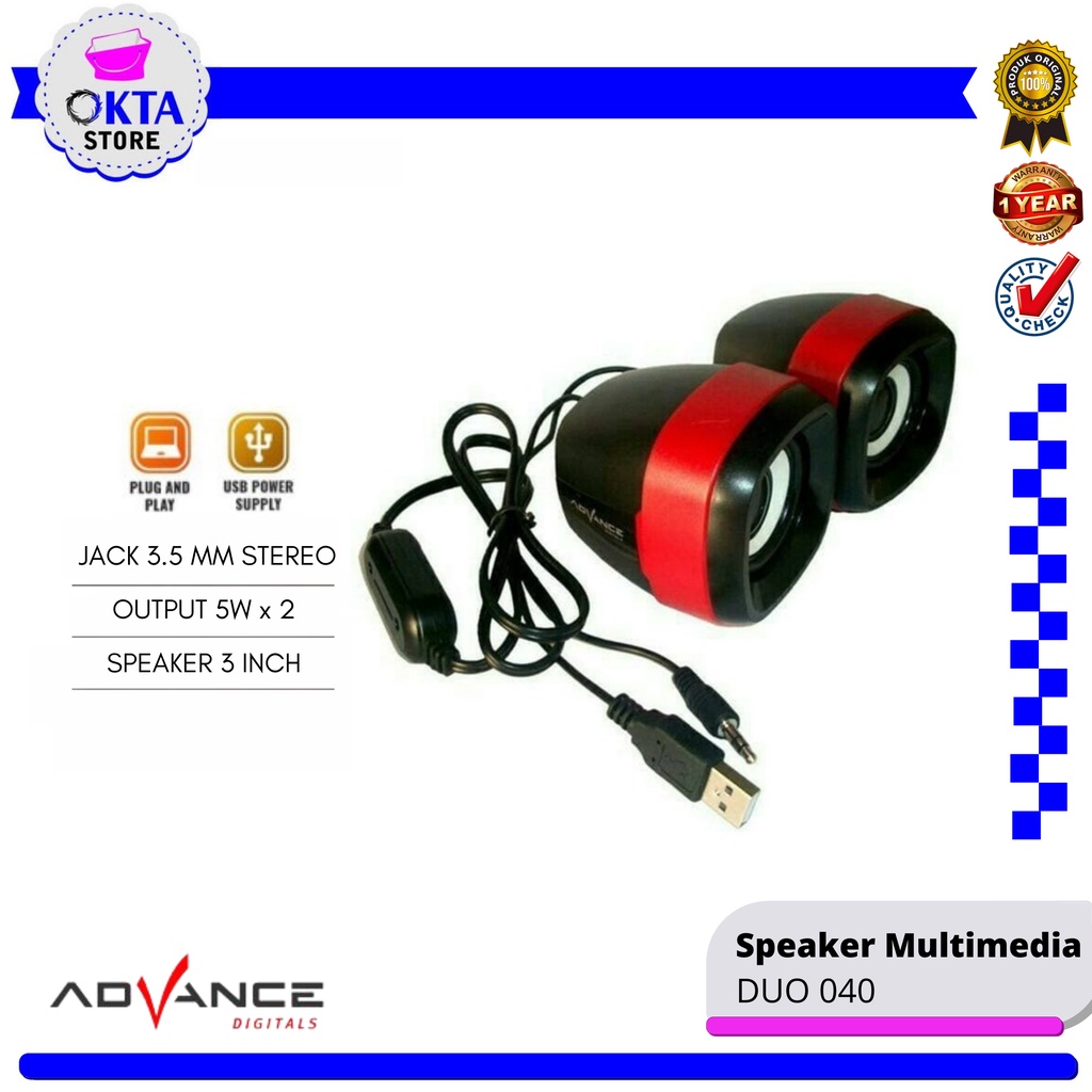 Advance Mini Speaker Bluetooth Multimedia Laptop DUO 026 040 096 200BT