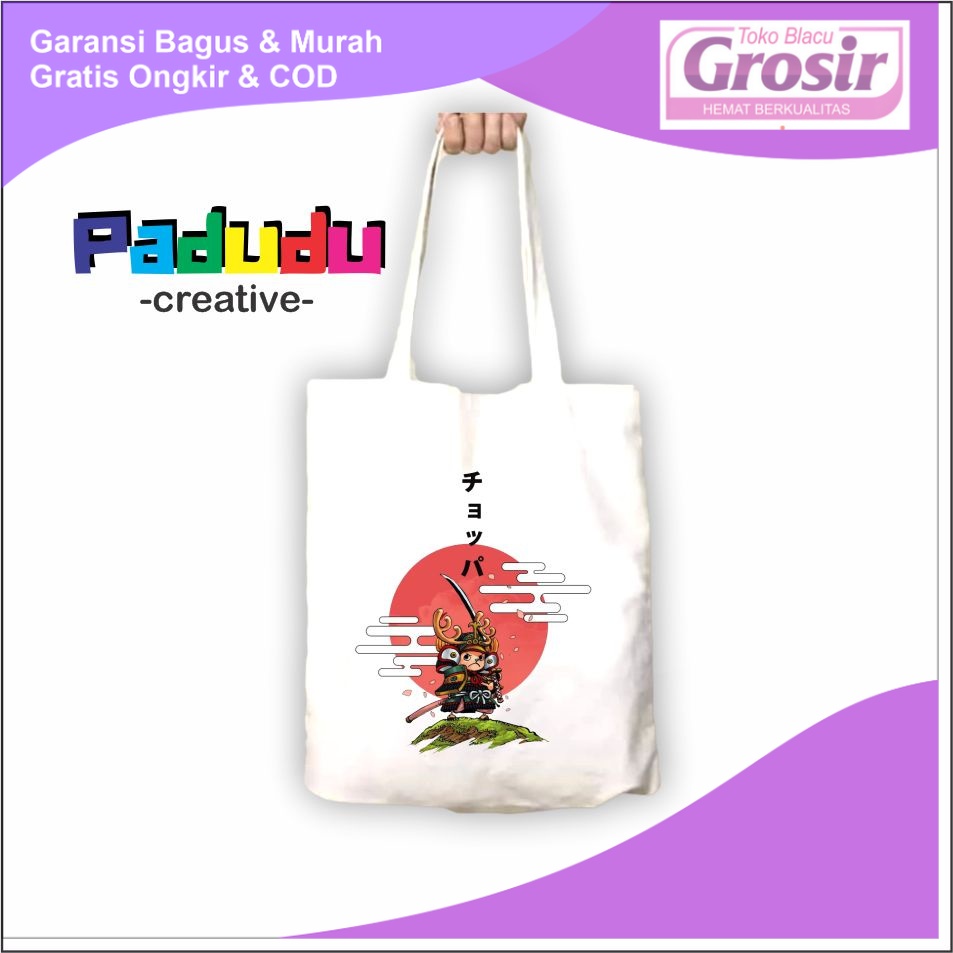 Tote Tas Totebag Resleting Vintage Anime Kpop One piece chopper Tas Wanita | Tas Pria