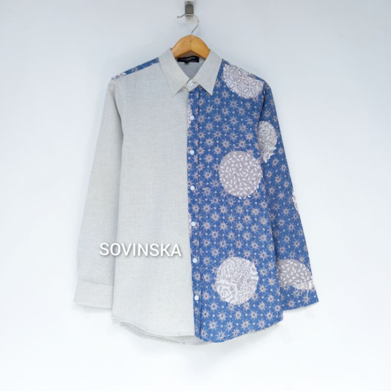 Kemeja Batik Pria Kemeja Hem Lengan Panjang Baju Pria Atasan Batik modern motif by Sovinska