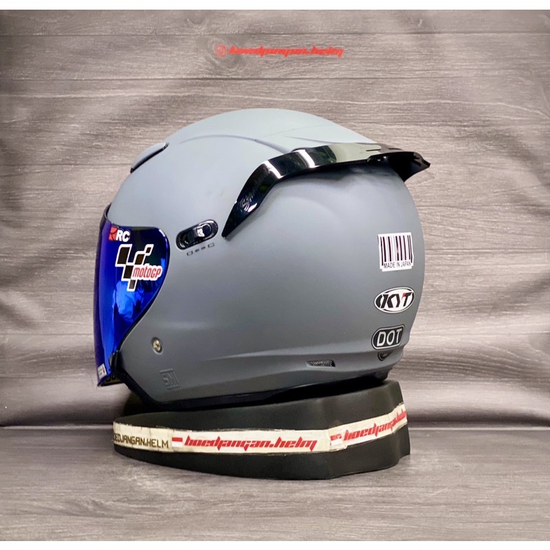 PAKET GANTENG  KYT HELM DJ MAXI GORILLA GREY DOFF - FLAT VISOR IRIDIUM KYT - HALF FACE DOUBLE VISOR-4