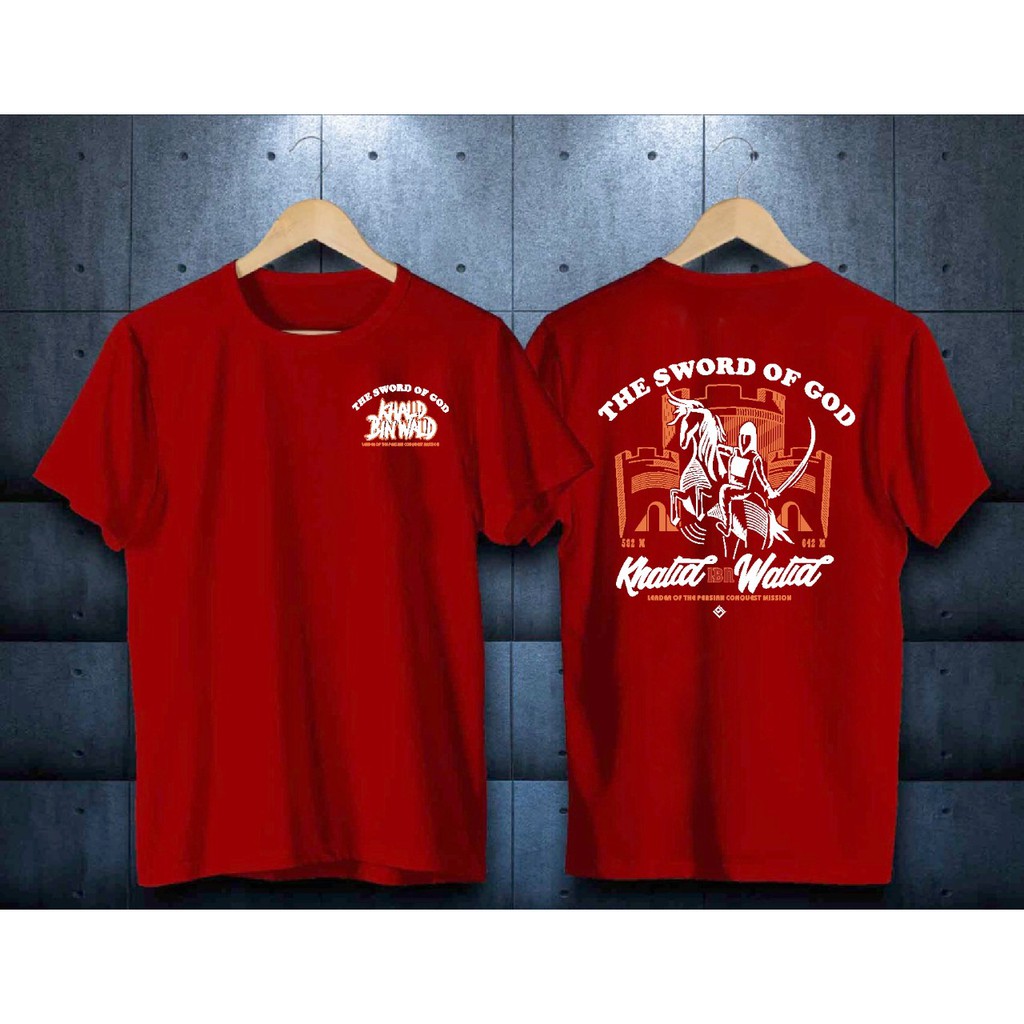 BAJU KAOS DISTRO/T-SHIRT KAOS PRIA KAOS ISLAMI  KAOS DAKWAH KAOS SAHABAT NABI NEW KHALID BIN WALID-KHALID MARUN