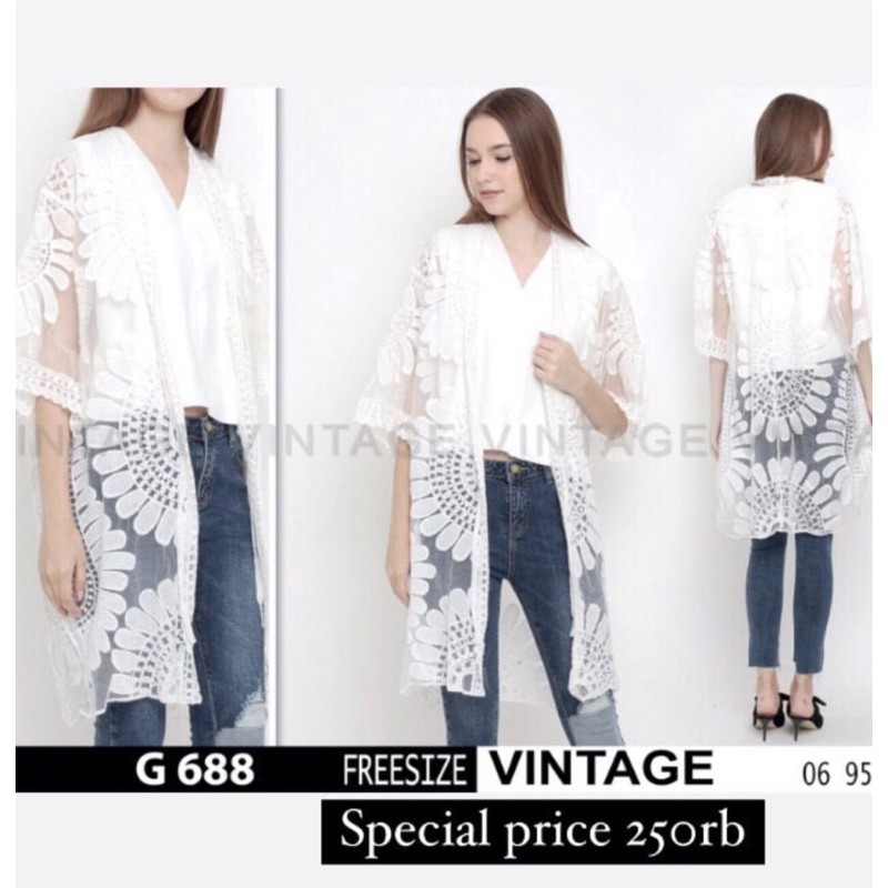 vintage - outer putih bunga