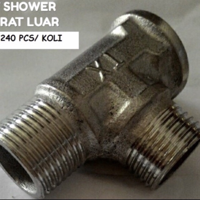 Tee stainless steel 1/2”inci stenles asli. Untuk shower &amp; closet. Drat 1/2” x 1/2” x 1/2” inci sambungan fiting keran air mandi piting sambung kepala kran cabang 3 drat luar dan drat dalam ss