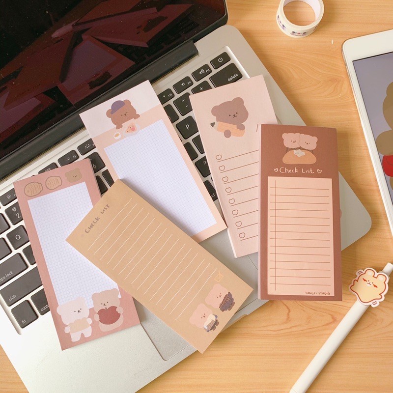 

Brown Bear Memo / Note Pad - BuJo Bullet Journal Supplies
