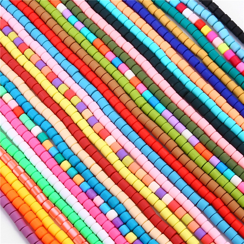 62pcs Manik-Manik Karet Polymer Clay Ukuran 6x6mm 38cm Untuk Membuat Perhiasan Gelang Boho