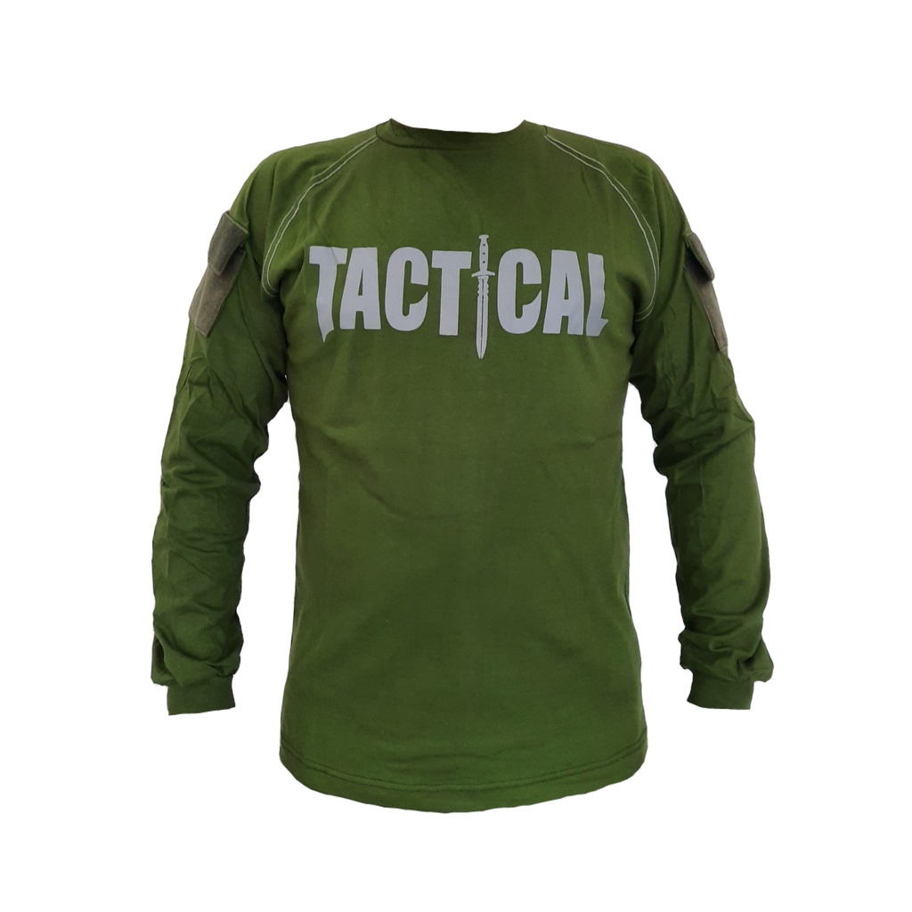 Kaos Tactical Panjang Hijau Army Katun Combed