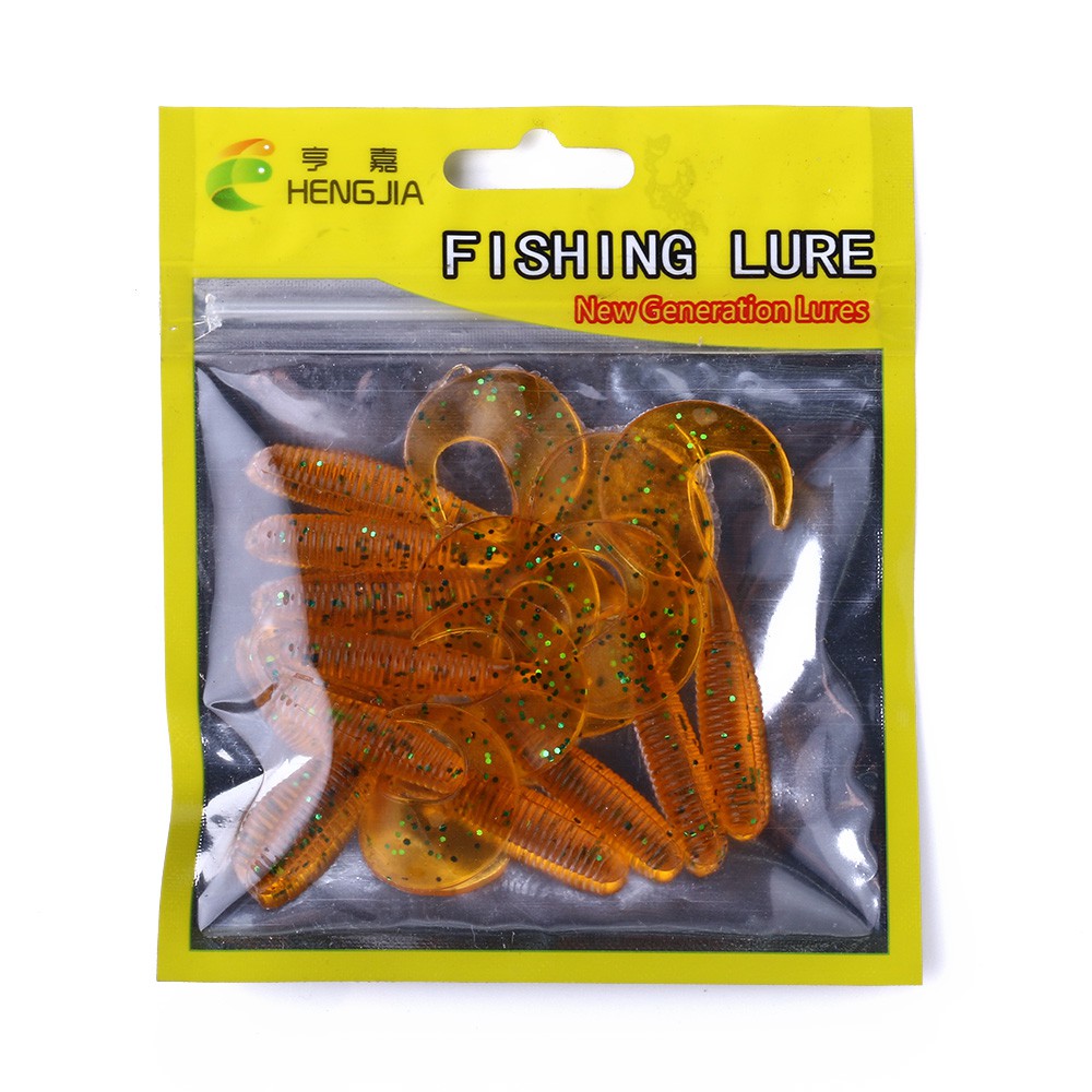 HENGJIA 10pcs/bag Softworm Umpan Pancing Cacing lifelike locust lunak melengkung Fishing Lure Tackle