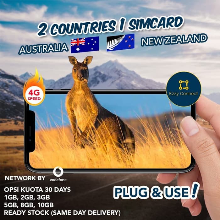 TERMURAH! 15/30 DAY AUSTRALIA &amp; NEW ZEALAND SIMCARD | 2 COUNTRIES 1 SIM CARD TERMURAH !