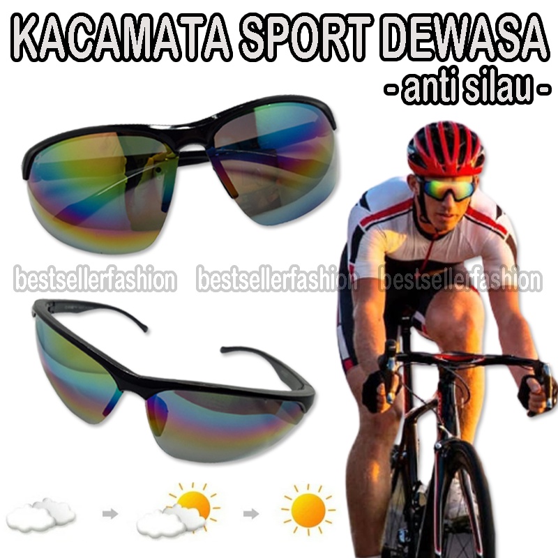 Kacamata Hitam Anti Silau Kaca mata Sepeda Anti UV Oralahraga Ootdor Hiking Sunglasses Glass Eye Protection