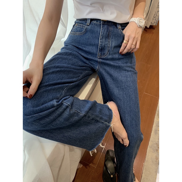 ✅COD Celana Jeans Longgar Wanita Pinggang Tinggi Biru Retro Korea Baru