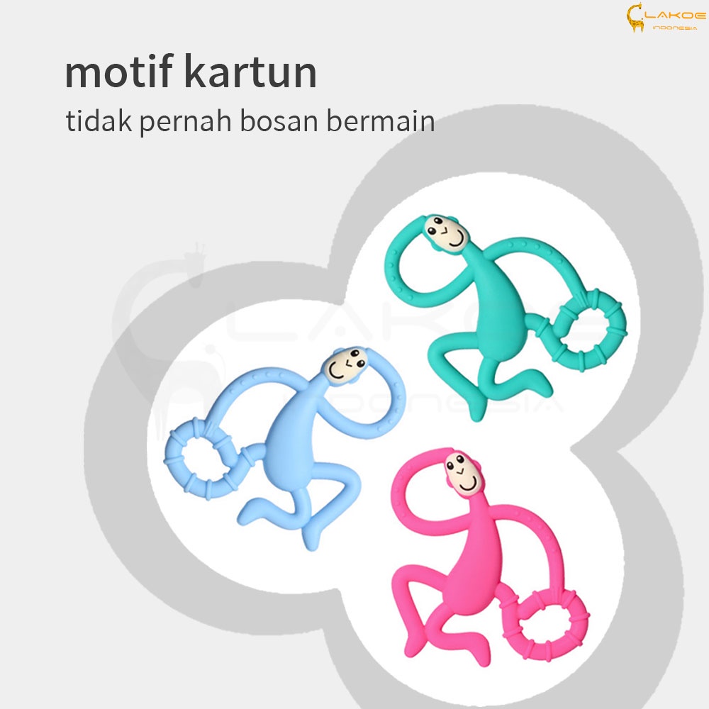 LAKOE Teether bayi silikon / gigitan bayi model monyet / molar stick bayi BPA Free