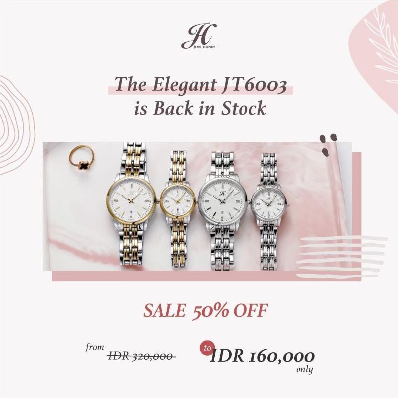 Jim honey jam tangan 6003 jam tangan couple impor branded murah berkualitas promo jam tangan analog 