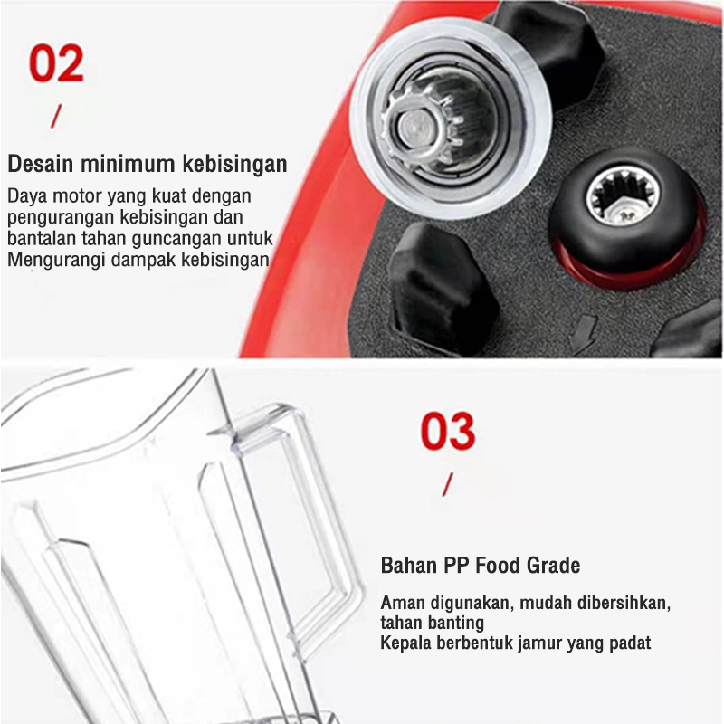 SYH Mall Blender bumbu dapur 2000ML 6 Pisau blender serba guna pengolah makanan chopper blender plastik bumbu serbaguna listrik belender mitociba serba guna merah