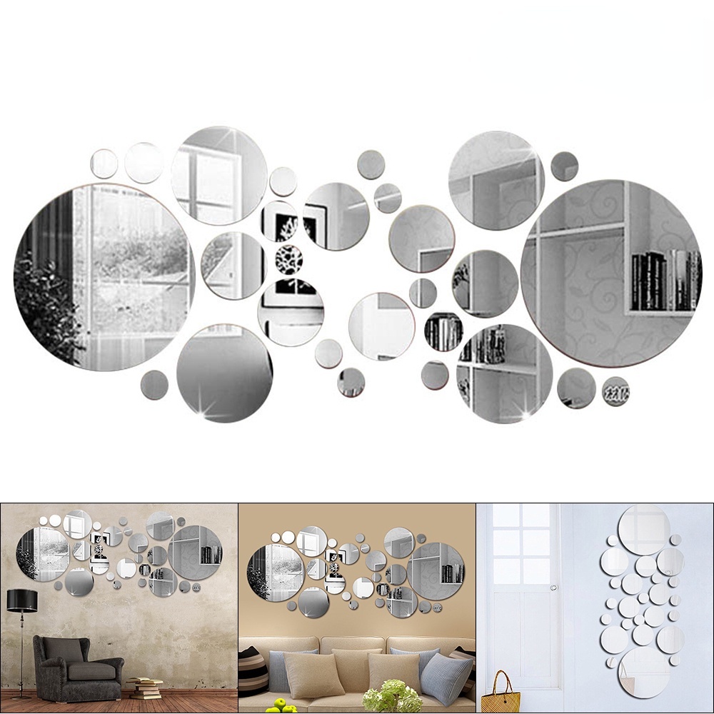 [28Pcs/Set 3D Mirror Wall Sticker] [DIY Wall Stickers for TV Background Living Room Home Bathroom Decoration]