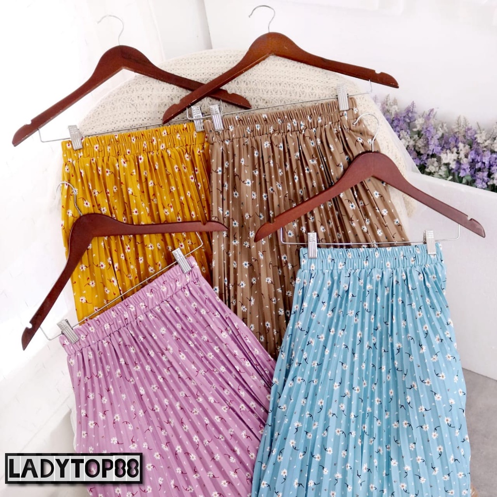 ROK PLISKET DAILY FLOWERS PREMIUM // ROK PLISKET PREMIUM MOTIF BUNGA // ROK PLISKET DAISY MOTIF TERBARU // BAHAN HYGET PREMIUM