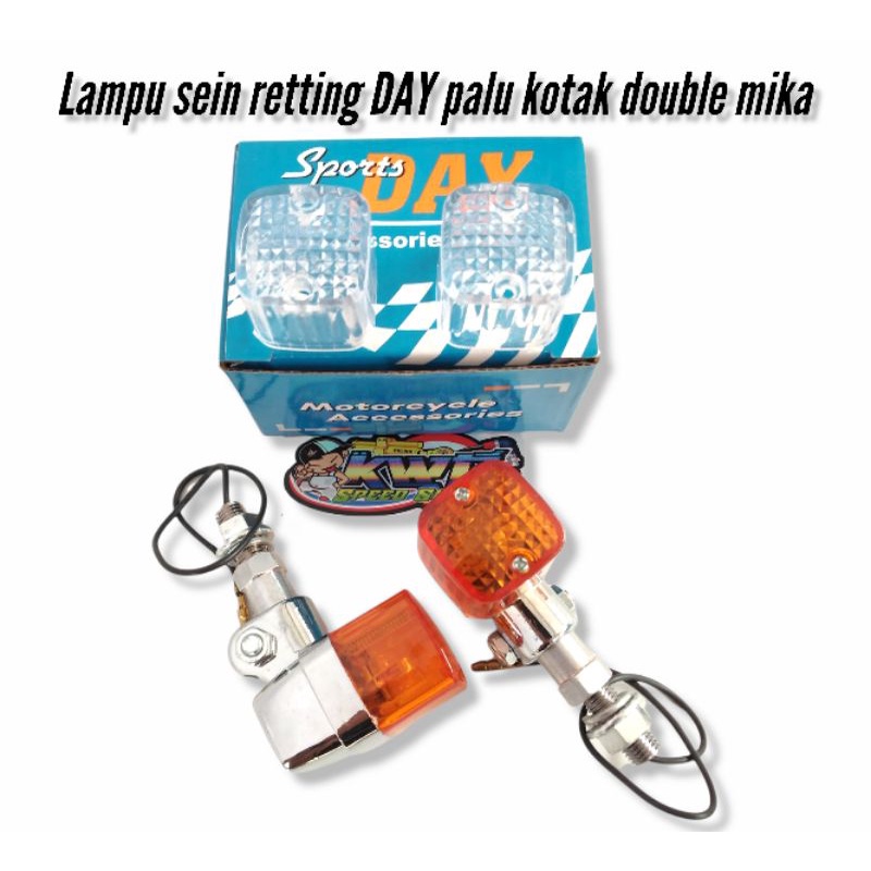 LAMPU SEIN RETING PALU KOTAK CROM DAY SET KANAN KIRI DOUBLE MIKA