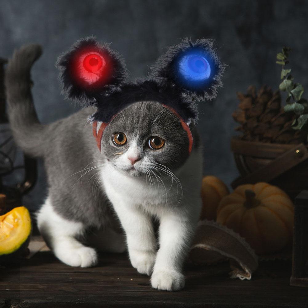 Pet Halloween Hat Cat Headwear Glowing Big Eyes Funny Decorative Jewelry Pet Accessories Pet Supplies Cat