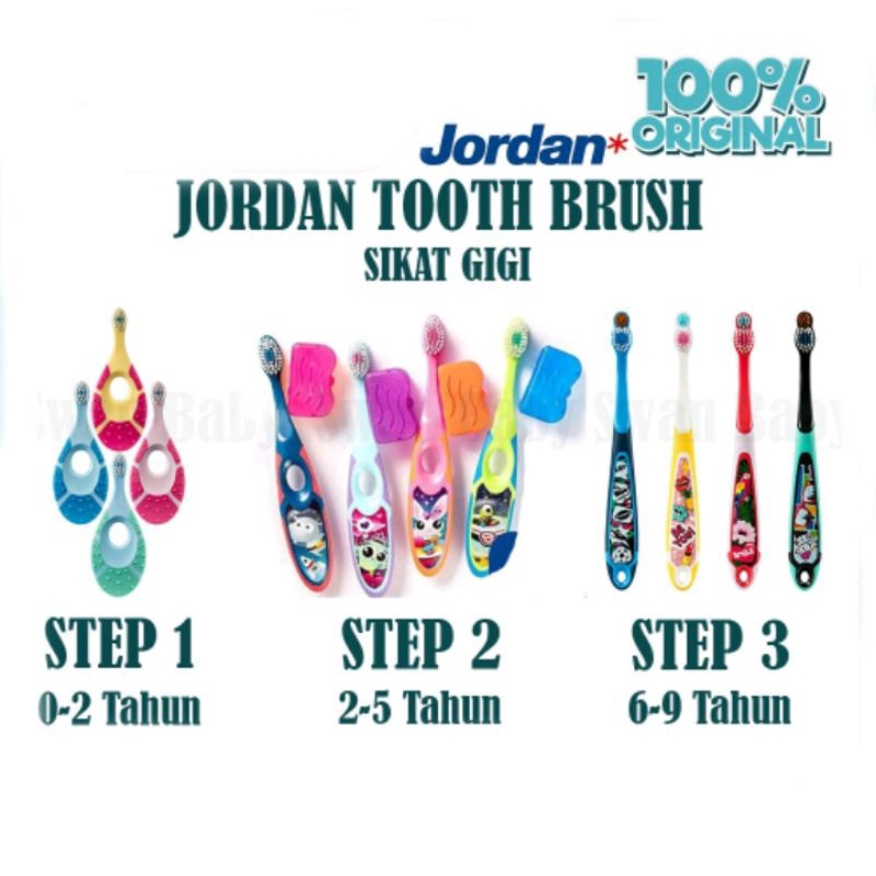 Jordan Toothbrush Sikat Gigi Jordan Bayi / Anak Semua Varian / Step1 / Step2 / Step3