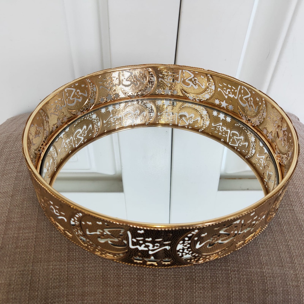 European Luxury Gold Tray / Pajangan Nampan Bulat Timur Tengah / Dekorasi Home Decoration