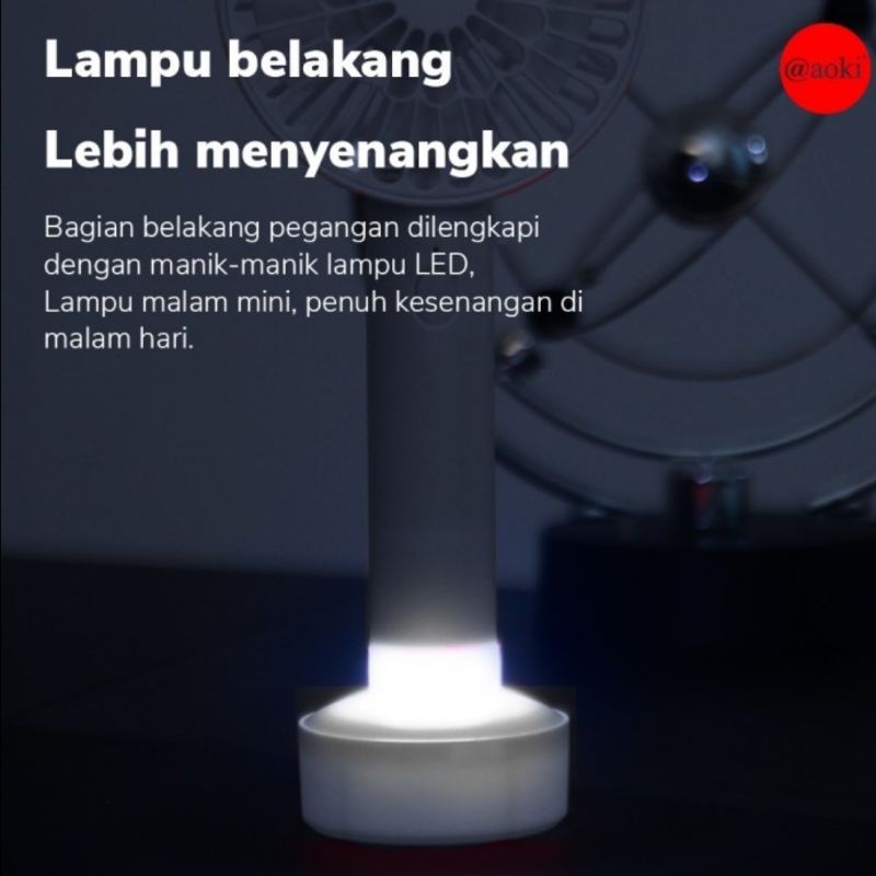 Aoki Mini Fan Portable USB Charge / Kipas Angin Genggam + Lampu Tidur LED AF-807Y