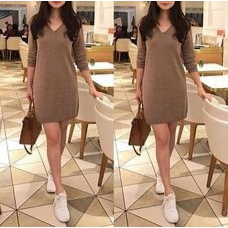 MDLV ~ DRESS V 32 RAJUT DRESS RAJUT LENGAN PANJANG MINI DRESS DRESS KOREA FASHION WANITA