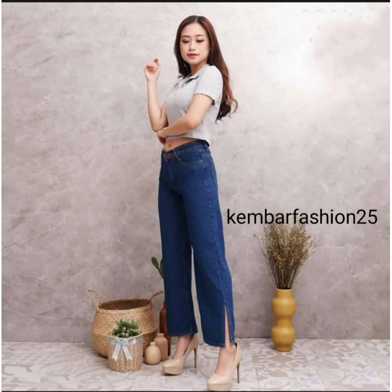 Celana jeans wanita kulot belah terbaru