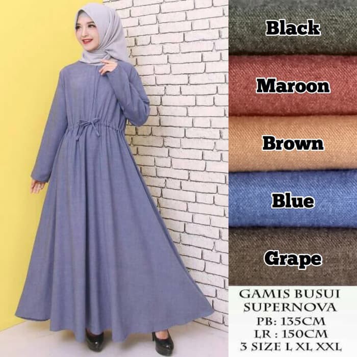 Baju Gamis Wanita Gamis Polos Jumbo Bahan Katun Supernova