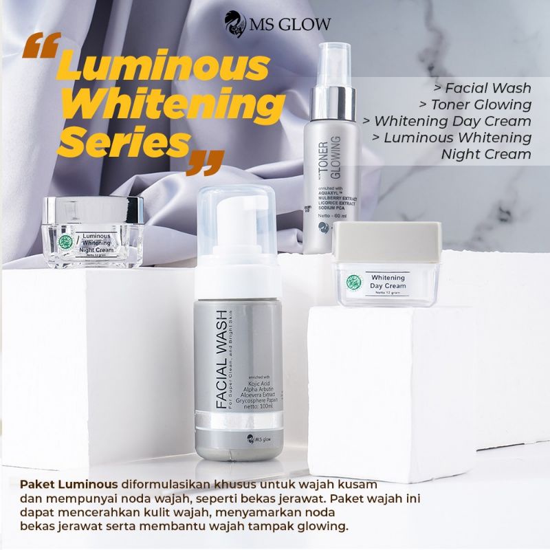 MS Glow Paket Wajah Luminous Series / Perawatan Wajah Bekas Noda Jerawat Ms Glow-6