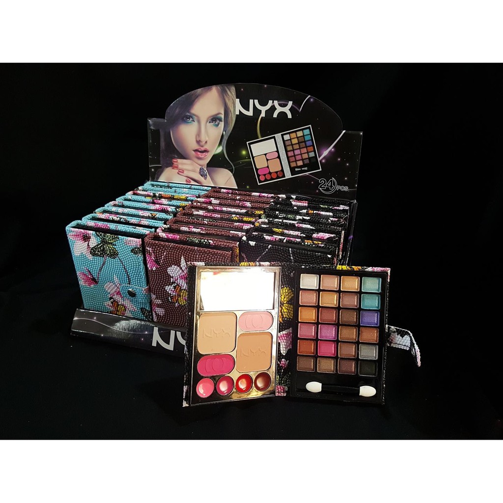 EYESHADOW DOMPET NYX CASE BUNGA 32 COLOUR BAHAN KULIT