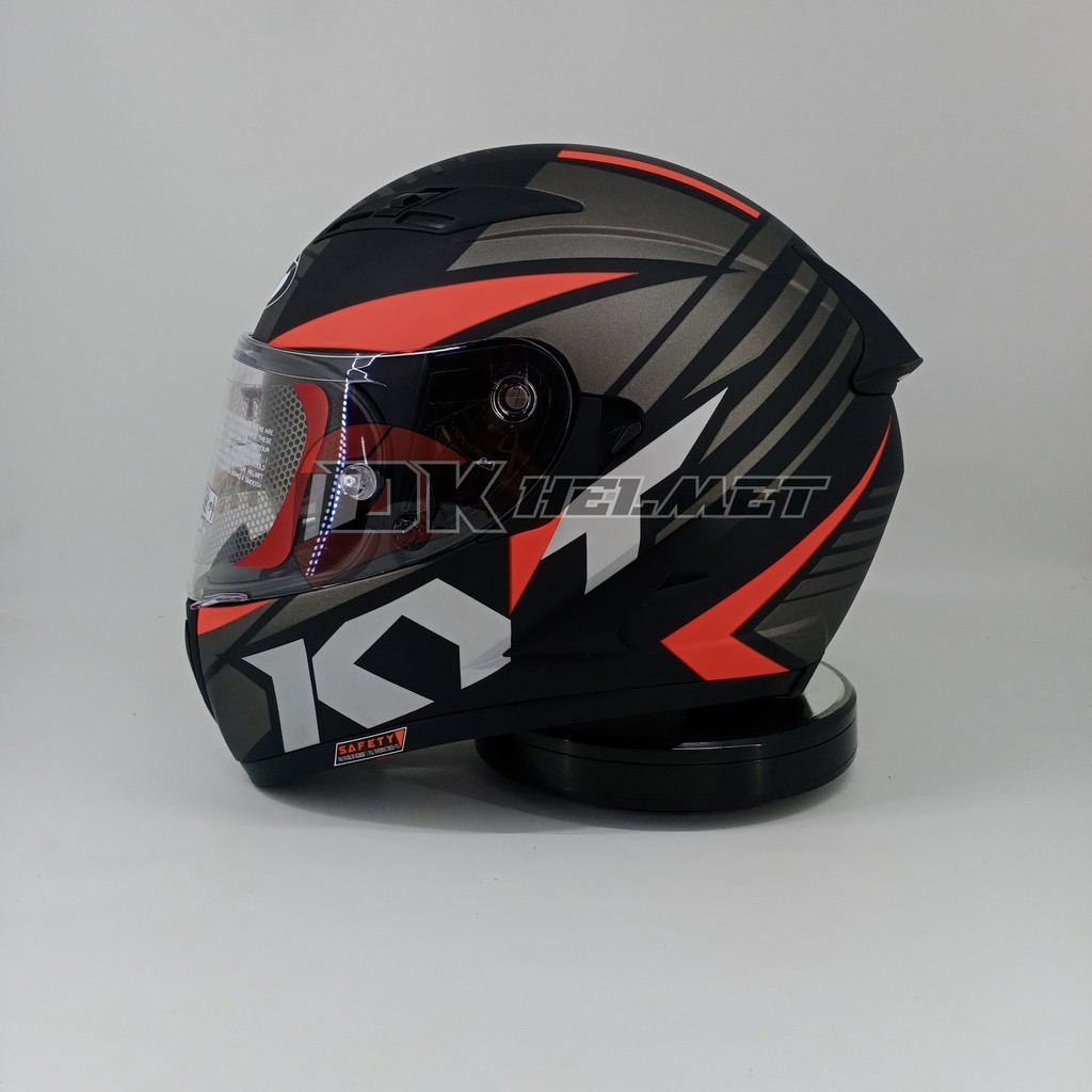 Helm Full Face KYT Falcon FR Motif Radiant Matt Doff Black Red Flat Double Visor Merah Hitam