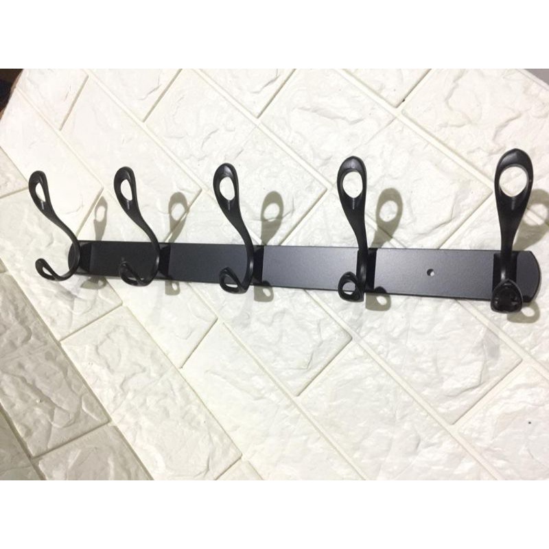 Kapstok - Gantungan Baju Stainles Hook 5 Kait Hitam Black - Hanger Baju Stainles Steel Bagus Murah