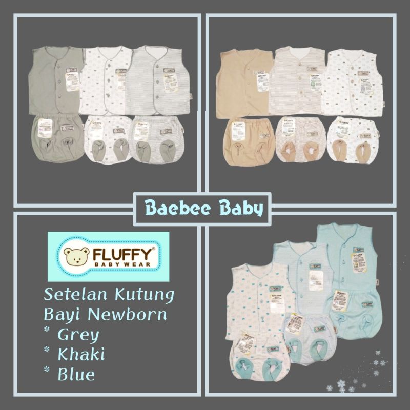 FLUFFY Setelan Baju Bayi Newborn baru lahir Laki laki Perempuan unisex / Setelan baju kutung bayi Pr