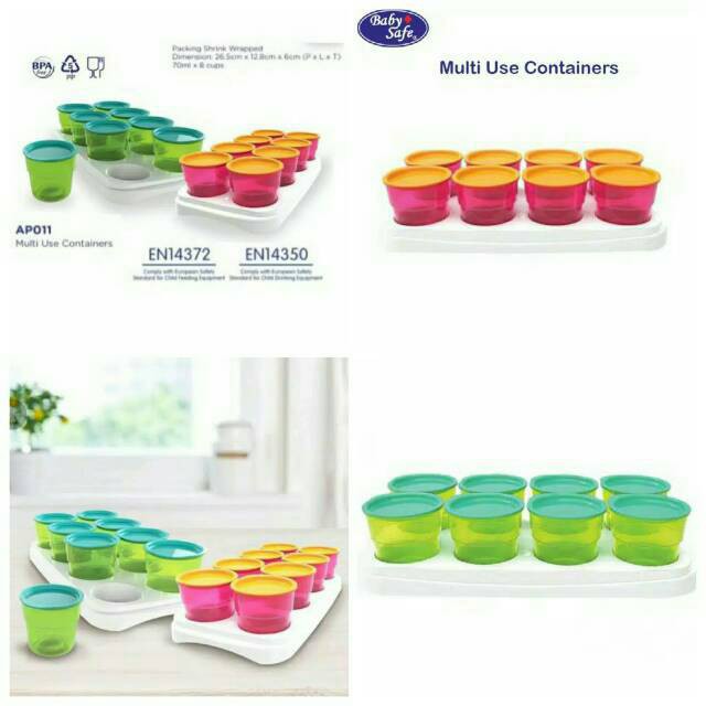 BABY SAFE - MULTI FOOD CONTAINER AP011 ISI 8 PCS / PERLATAN MAKAN BAYI MPASI