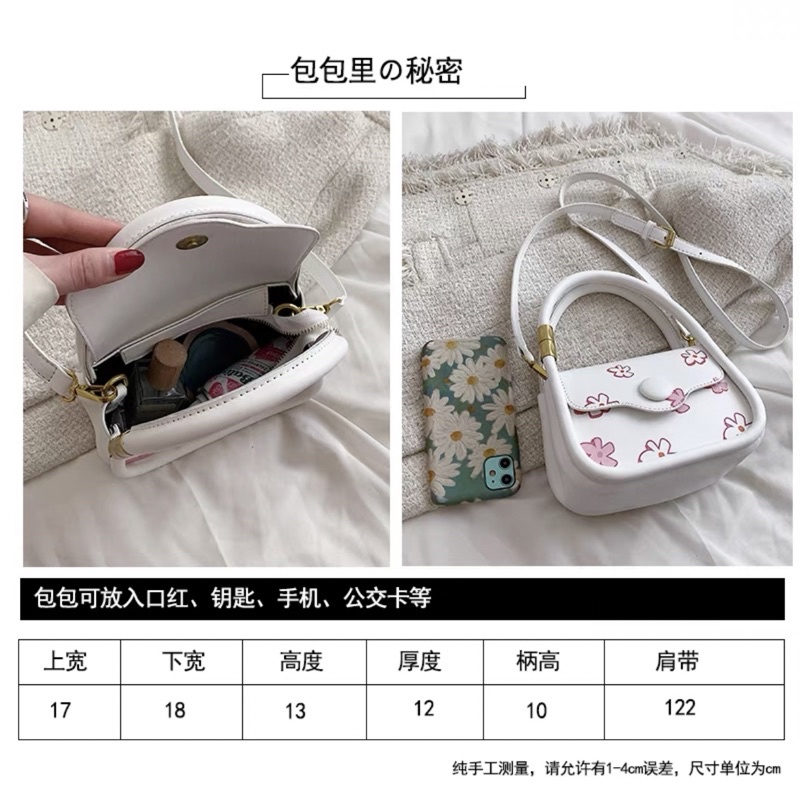 [ready stock] manda mini bag | tas selempang ukuran mini lucu imported motif kotak kotak hijau bunga putih pink lollipop gaya korea