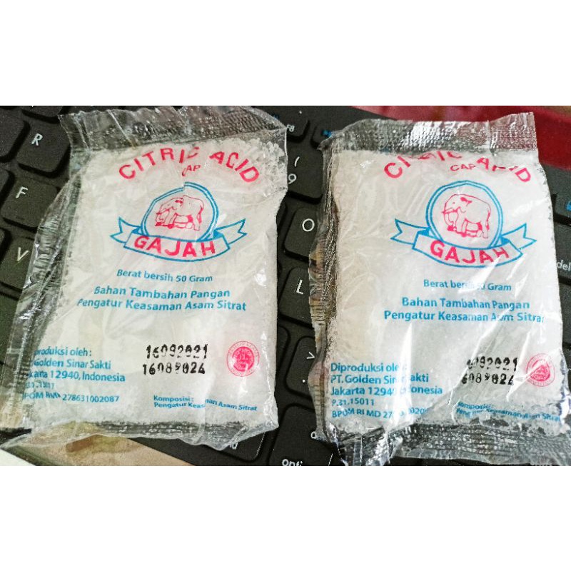 

Asam Sitrat Citric Acid Cap gajah 50Gr Asam Sitrun Citrun