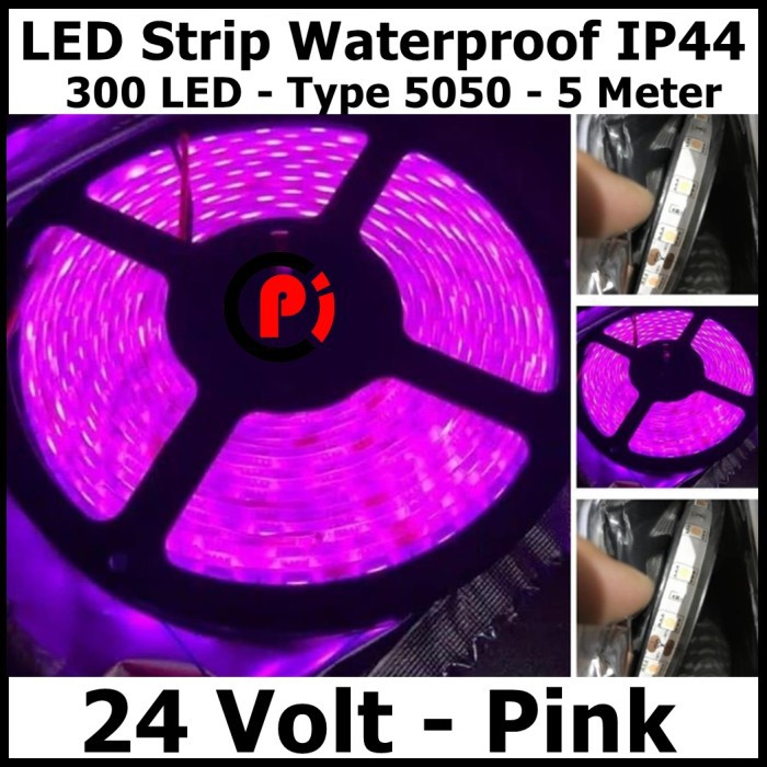 Lampu LED Strip 5050 IP44 Outdoor 24V 24 Volt V Warna Pink