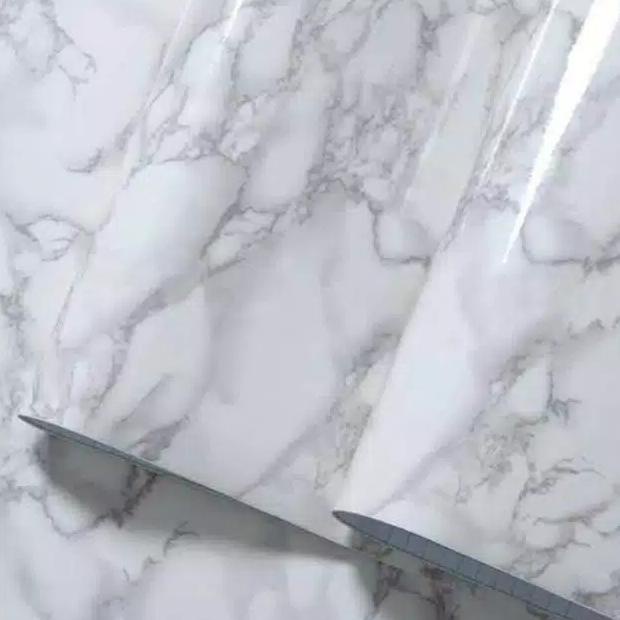 Wallpaper Sticker Dinding Murah Berkualitas Motif Marmer Putih Abu