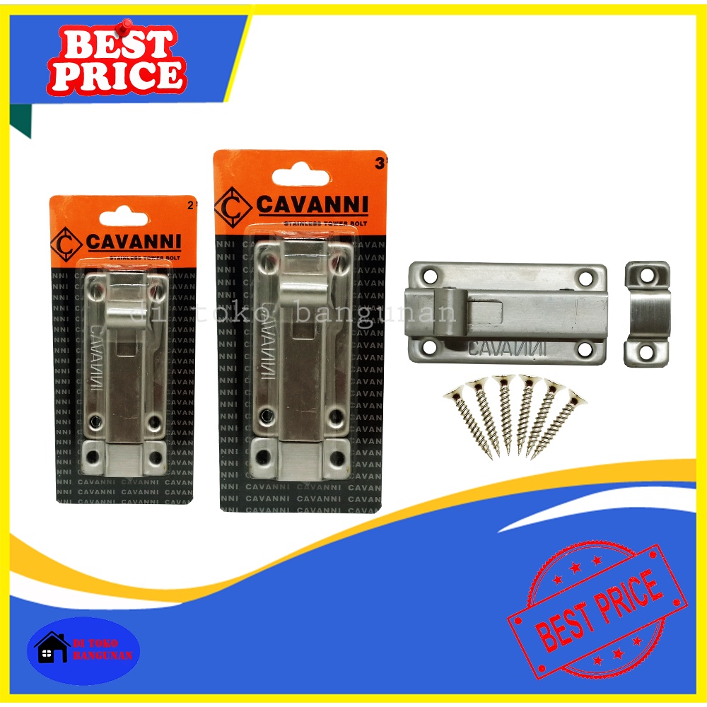 Grendel Kunci Pintu Kunci Jendela Slot Stainless Ukuran 2&quot; 3&quot; Inch Cavanni