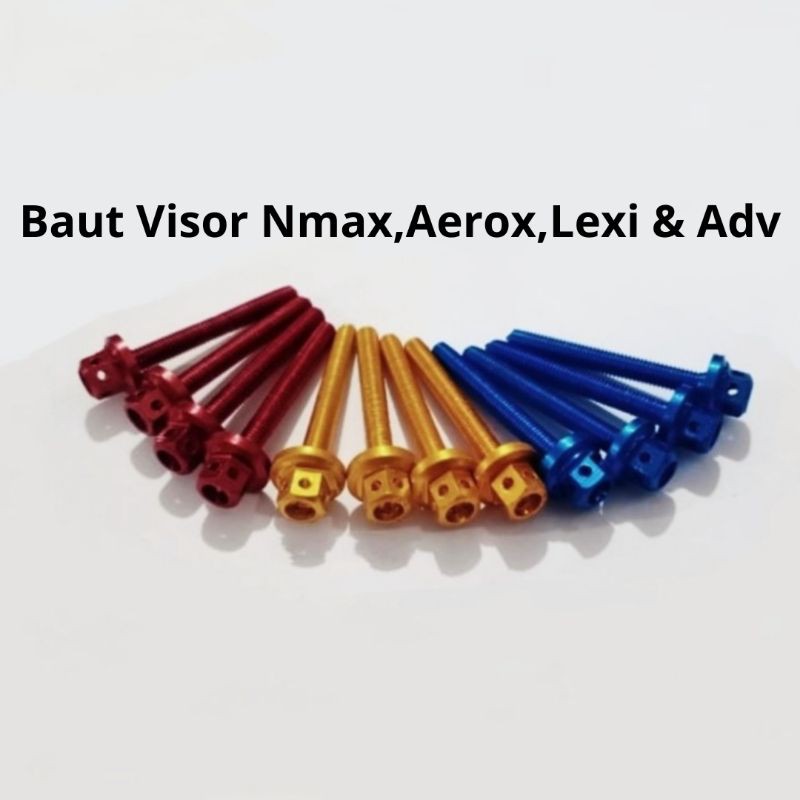 Baut Visor Baut Winshield Probolt Nmax,Aerox,Lexi,Adv Warna Merah Gold Silver Biru