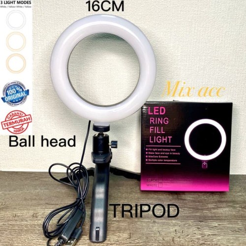 Ring Light 16cm Tripod Mini Ball Head Ringlight Livestreamer Selfie Make Up Vlog Tiktok