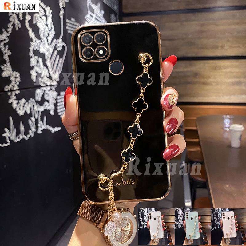 Casing Silikon Realme C21Y C25Y C35 C31 8i 8 Pro C15 C12 C25 Narzo 30A C25S 5i 6i 9i C3 XT GT Neo2 Motif Daun Clover