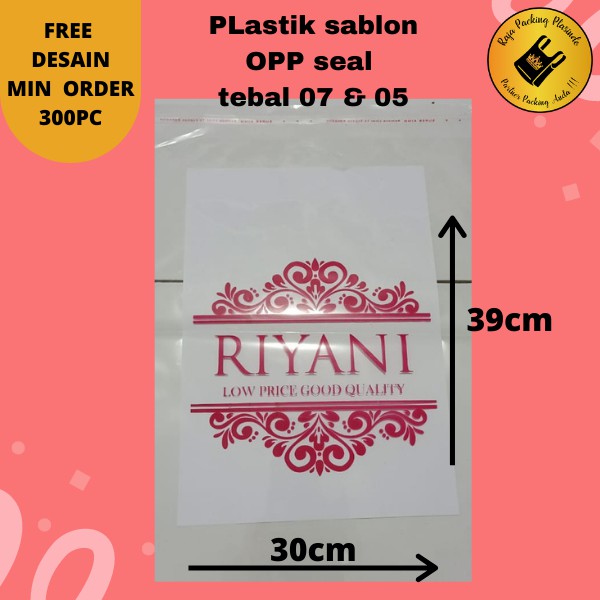 Plastik Sablon OPP SEAL uk 30x39 &amp; 35x39 Free Desain Plastik Sablon Olshop / Sablon Plastik Baju