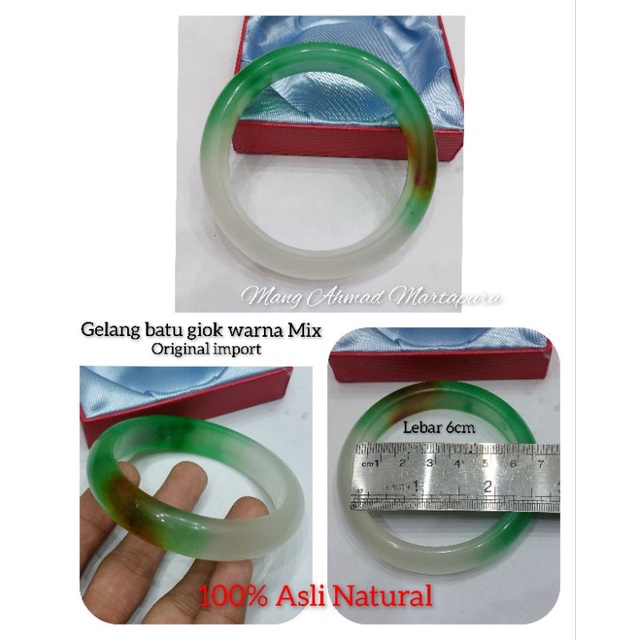 Gelang Giok Asli Warna Mix kombinasi Giok Asli Import