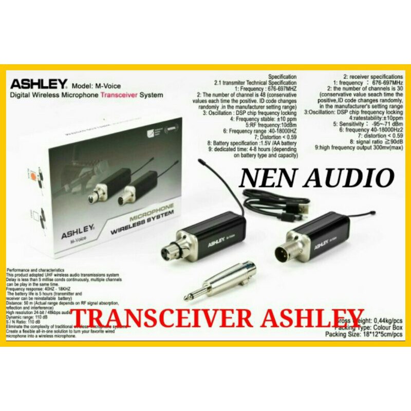 TRANSCEIVER ASHLEY M VOICE UNTUK MIC KABEL JADI WIRELES BISA INPUT SPEKER ACTIVE