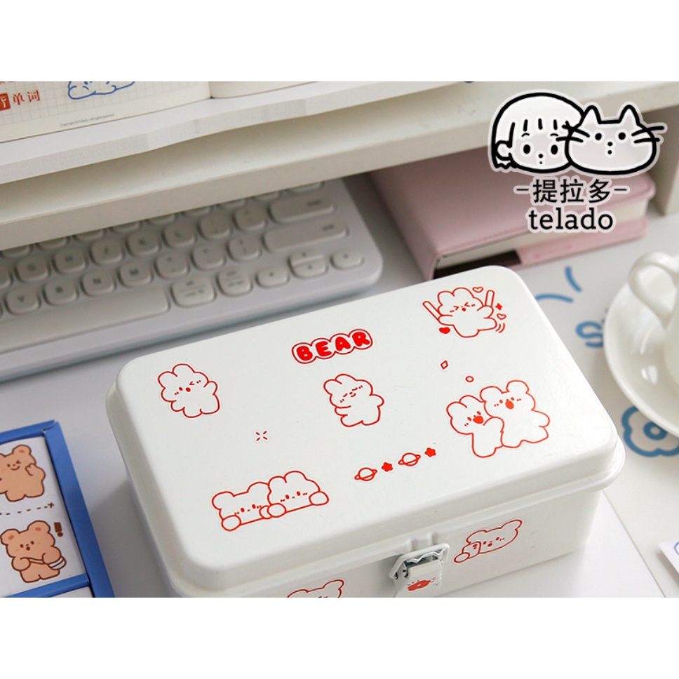 Stiker Aesthetic Cute Bear By Telado Design DIY Buku Tumblr Mini Box / 1 Pcs-6