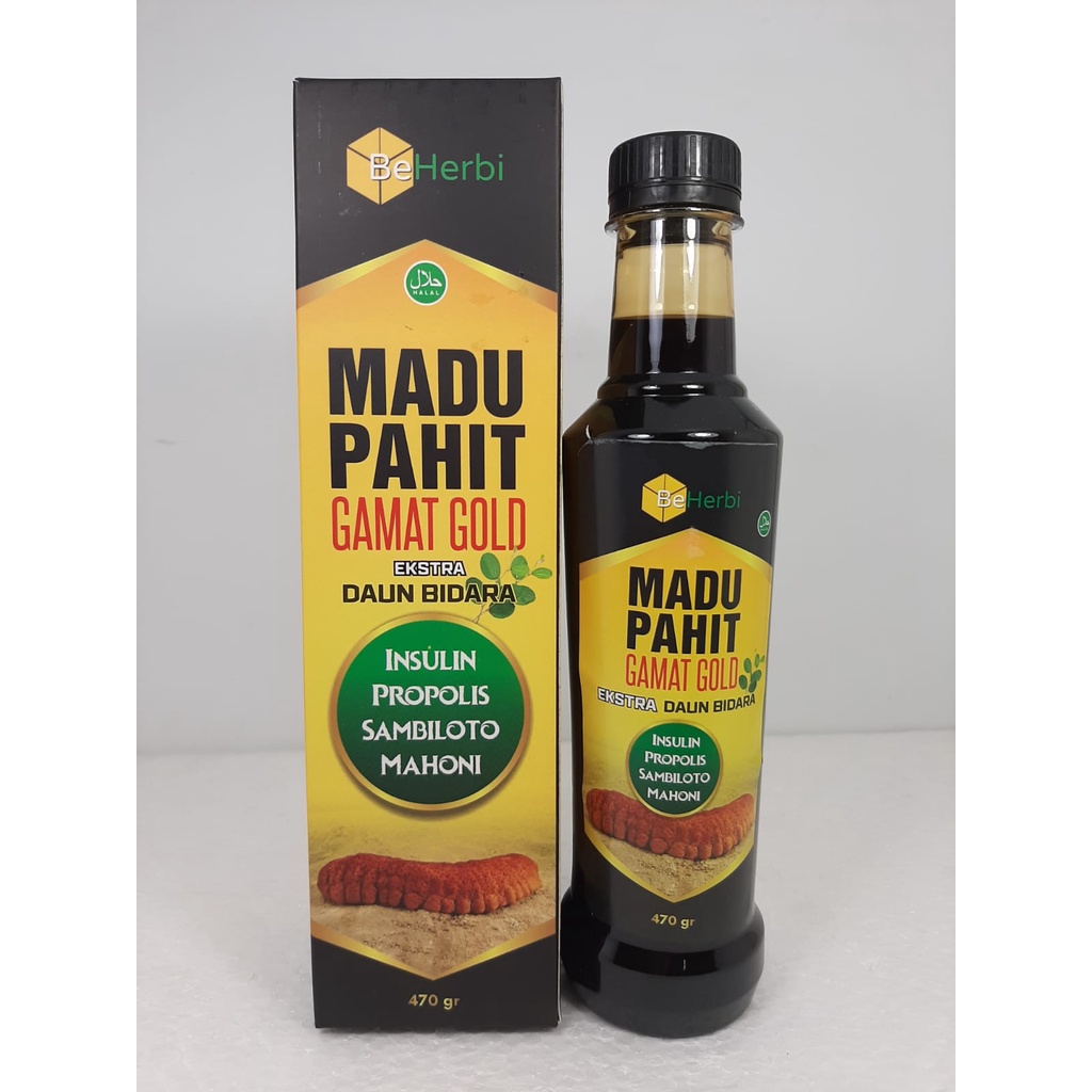 MADU PAHIT Gamat Gold BeHerbi Ekstra Daun Bidara Insulin Propolis Sambiloto Mahoni 470gr 100% 0RIGINAL