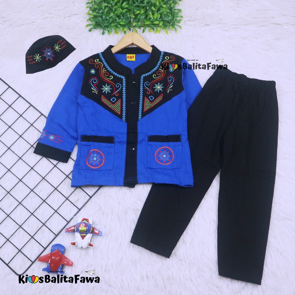 Baju Koko Kurta uk 7-8 Tahun / Setelan PREMIUM BORDIR Muslim Anak Laki Laki Polos Turki Bayi Balita